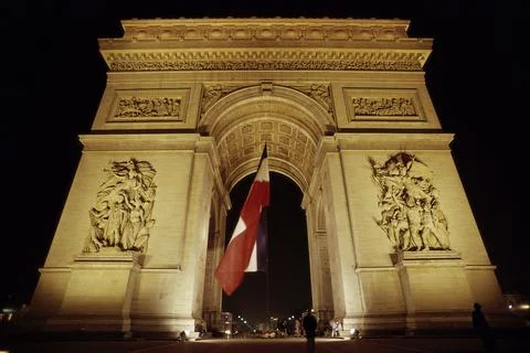 Low angle view of the Arc de Triomphe, Paris, France Stock Photos