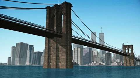 Low Angle View Around CG Lower Manhattan w/ WTC Stock Footage 62204591