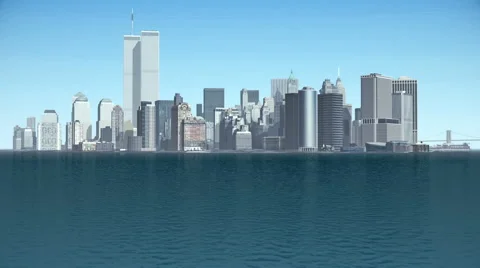 Low Angle View Around CG Lower Manhattan w/ WTC Stock Footage 62205065