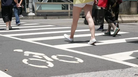 Low angle view to the asphalt street at the crossing intersection while cro.. Stock Footage 256858167