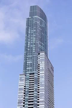 Low angle view of the Aura skyscraper. Stock Photos
