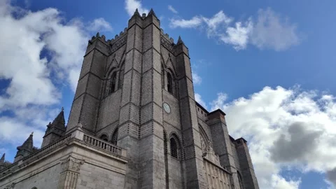 Low angle view of the avila cathedral in spain Stock Footage 340326551