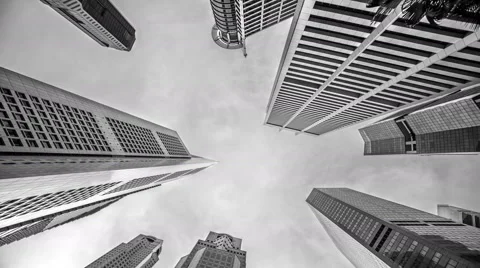 Low angle view of Banks and Commercial buildings in Central Business District Vídeos de archivo 61785867