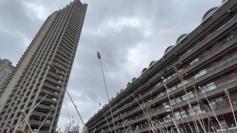 Low angle view of a Barbican Centre tower 動画素材 150106716