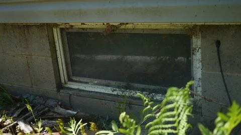 Low Angle View of Basement Window or Cellar Window 00000 Stock Photos