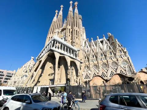 Low angle view of The Basílica de la Sagrada Família Stock Photos