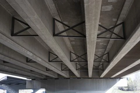 Low Angle View Below Overpass Bridge - Cement Structure Stock Photos