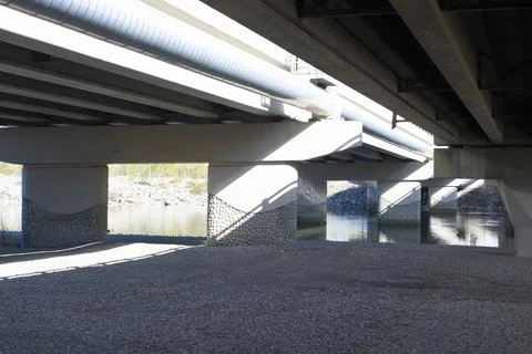 Low Angle View Below Overpass Bridge - Cement Structure Stock Photos