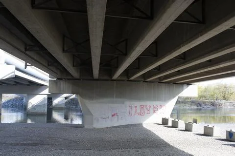 Low Angle View Below Overpass Bridge - Cement Structure Stock Photos
