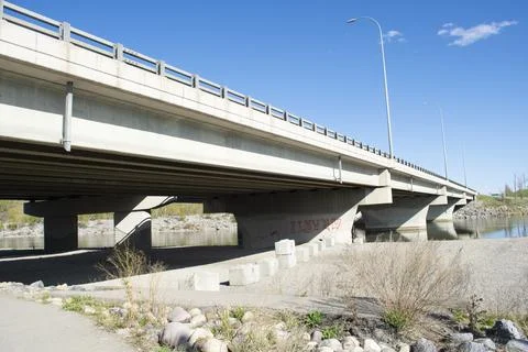 Low Angle View Below Overpass Bridge - Cement Structure Stock Photos