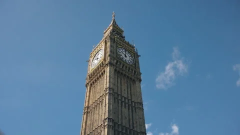 Low angle view of the Big Ben Tower. London. Stock Footage 88824392