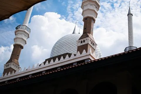 Low angle view of Biq Mosque Central Java or Masjid Agung Jawa Tengah Indonesia. Stock Photos