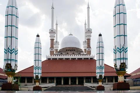 Low angle view of Biq Mosque Central Java or Masjid Agung Jawa Tengah Indonesia. Stock Photos