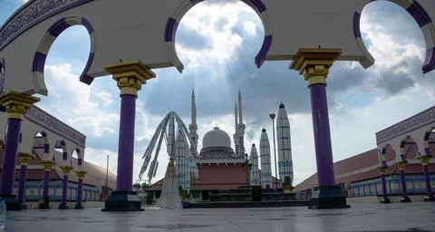 Low angle view of Biq Mosque Central Java or Masjid Agung Jawa Tengah Indonesia. Stock Photos