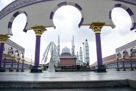 Low angle view of Biq Mosque Central Java or Masjid Agung Jawa Tengah Indonesia. Stock Photos