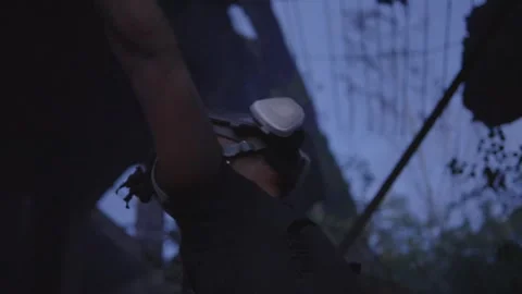 Low angle view of a black man wearing a gas mask cursing the world Stock Footage 255560770