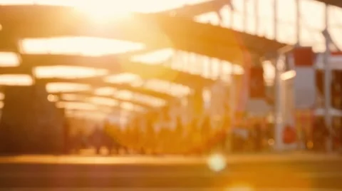 Low angle view of blurred people walking on the street. Shot in slow motion Stock-Footage 53320019