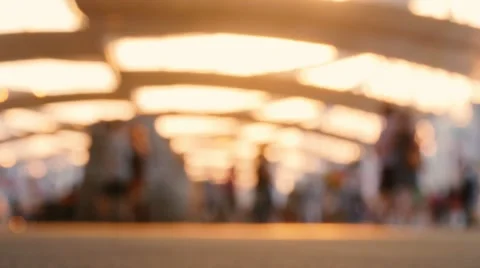 Low angle view of blurred people walking on the street Stock Footage 53322880