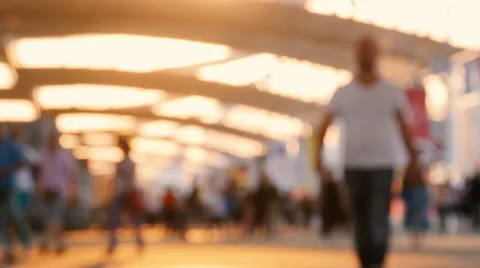 Low angle view of blurred people walking on the street Видео 53323073