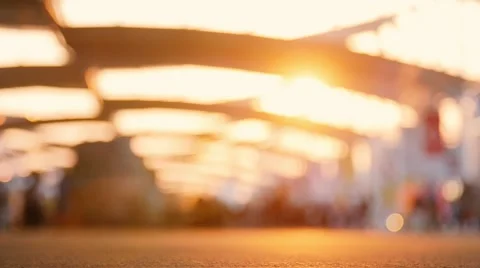 Low angle view of blurred people walking on the street. Shot in slow motion Stock-Footage 53333986
