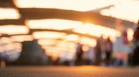 Low angle view of blurred people walking on the street. Shot in slow motion 動画素材 53335618