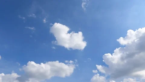 Bright beautiful blue sky with soft clouds, bright sunny day