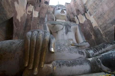 Low angle view of the Buddha in the Wat Si Chum Foto stock