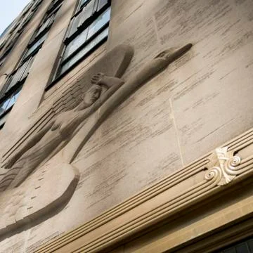 Low angle view of a building facade, Rockefeller Center Stock Photos