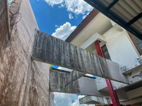 A Low-Angle View of a Building Facade Stock Photos