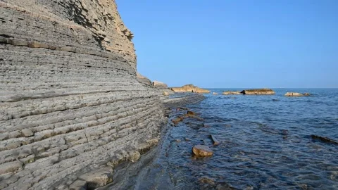 Low angle view of the calm waves in Moon Bay, Slovenia Stock Footage 219574710