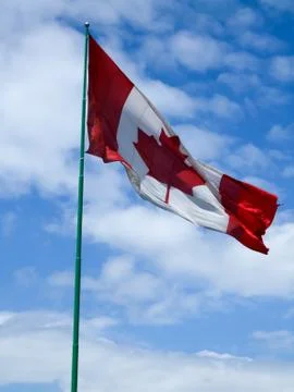 Low angle view of a canadian flag Stock Photos