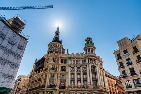 Low Angle View Canalejas Square in Central Madrid Stock Photos