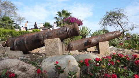 Low Angle View of Cannon in Hulishan Fortress Stock Footage 90072998