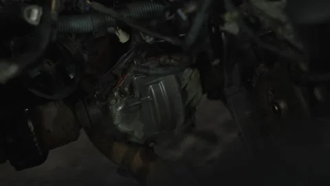 Low angle view of car front differential housing under engine bay Stock Footage 340273591