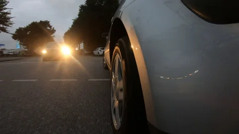 Low angle view of the car in the street Stock Footage 129149264