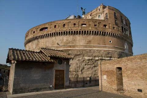 Low-Angle View of Castel Sant'Angelo at Rome Stock Photos