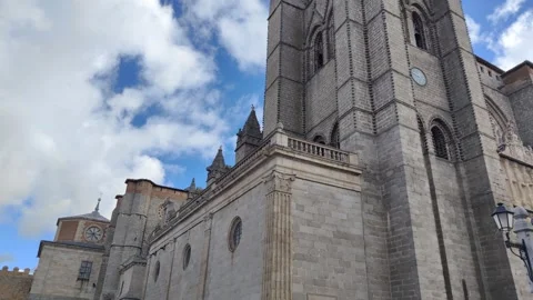 Low angle view of the cathedral of avila in spain Stock Footage 340326552