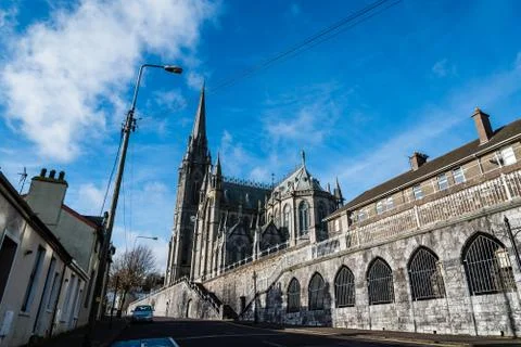 Low angle view of  Cathedral in Irish town Stock Photos