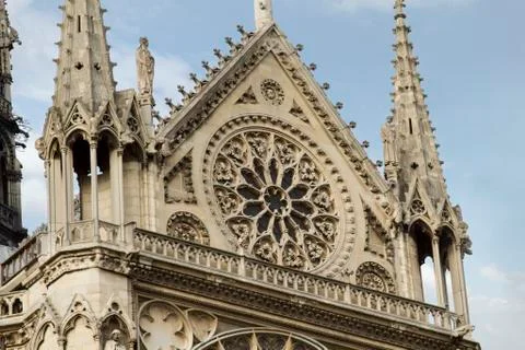 Low angle view of a cathedral, Notre Dame de Paris, Paris, France Stock Photos