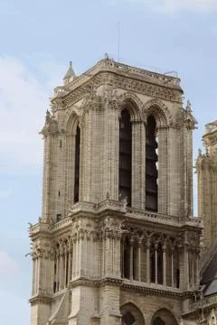 Low angle view of a cathedral, Notre Dame de Paris, Paris, France 스톡 사진