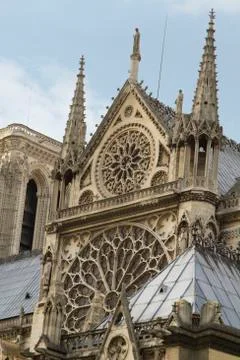 Low angle view of a cathedral, Notre Dame de Paris, Paris, France Stock Photos