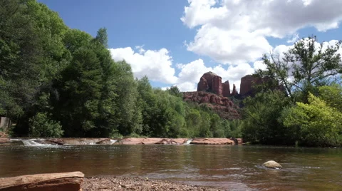 Low Angle View of Cathedral Rock in Sedona Arizona Stock Footage 55444739