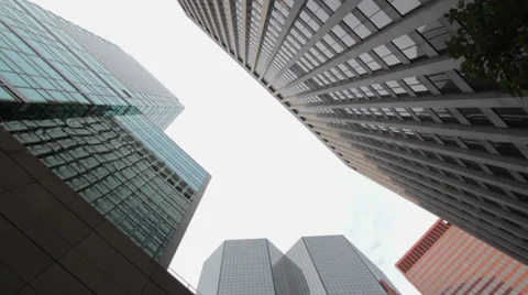 Low-Angle View Of City Buildings With 180 Degree Camera Rotation HD 動画素材 42353955