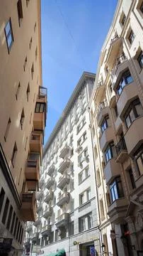 Low angle view of classic residential buildings in Moscow center Фото