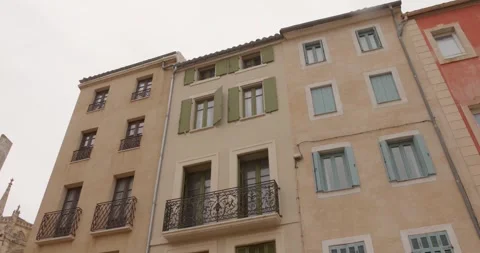 Low Angle View of Colorful Historic Building Facades on Main Square in Stock Footage 334839999