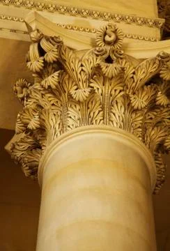 Low angle view of a column in a museum, Musee du Louvre, Paris, France Stock Photos