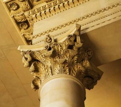 Low angle view of a column in a museum, Musee du Louvre, Paris, France Stock Photos