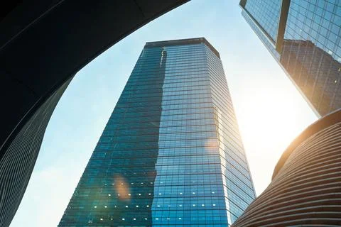 Low angle view of commercial building in Kuala Lumpur, Malaysia. Stock Photos