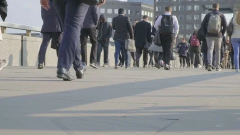 Low angle view of commuter legs at rush hour Video stock 106900496
