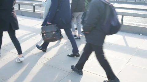 Low angle view of commuters at rush hour Video stock 88410061
